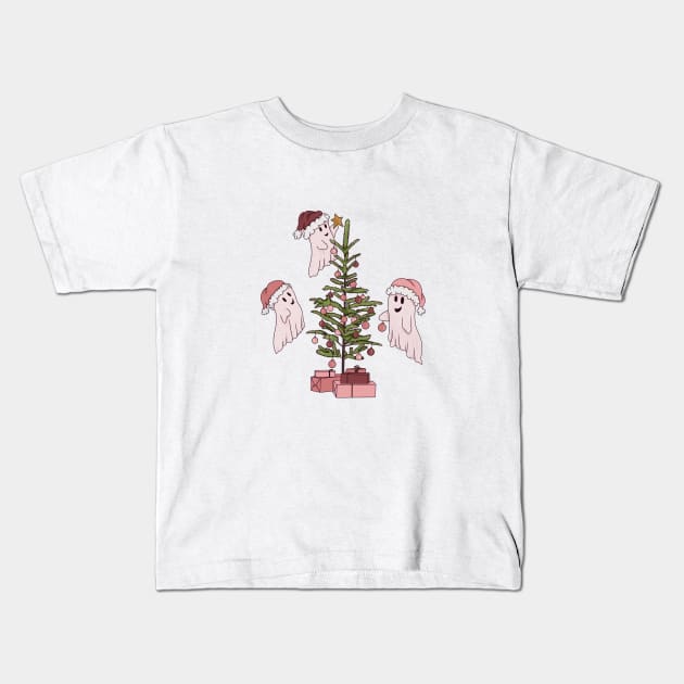 Ghosts of Christmas Kids T-Shirt by Annabalynne